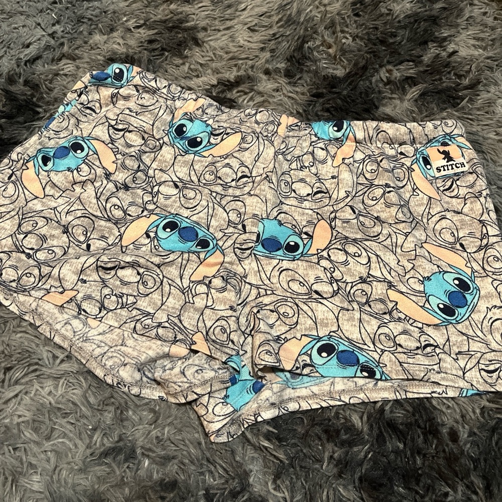 Disney Stitch Blue and Cream Women's Pajama Shorts